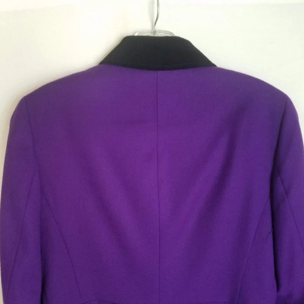 TALBOTS Petites Womens Wool Purple Three Button Blazer Jacket Size‎ 4 4p